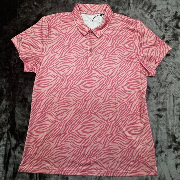 Antigua Tops - Classic OM Antigua Pink Zebra Print Golf Polo Shirt  Performance Medium